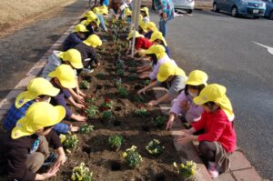 南公園で花苗植えを体験！